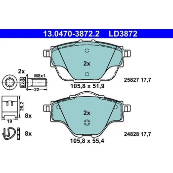 Brzdová destička Sada brzdových destiček, kotoučová brzda ATE 13.0470-3872.2
