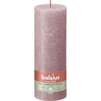 Svíčka Bolsius Rustic Shine Válec 68×190 mm – Ash Rose (růžová)