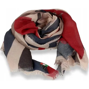 Šála Velký barevný šál v granátové, růžové a červené barvě