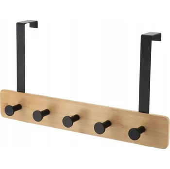 Věšák KOVOWÝ VĚŠÁK NA DVEŘE 5 HÁČKŮ 37 X 9 X 20 CM ČERNÝ HNĚDÝ