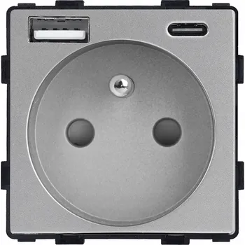 Elektrická zásuvka Elektrická Zásuvka , USB zásuvka eLumos stříbrná