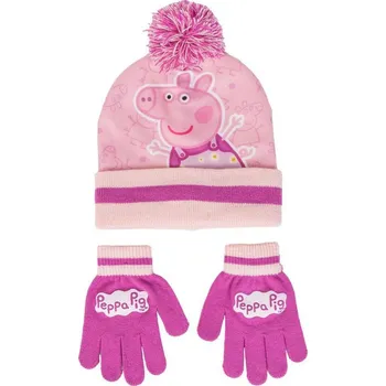 Čepice Dětský zimní set Peppa Pig|Prasátko Peppa: Šťastná Peppa a Logo (univerzální)