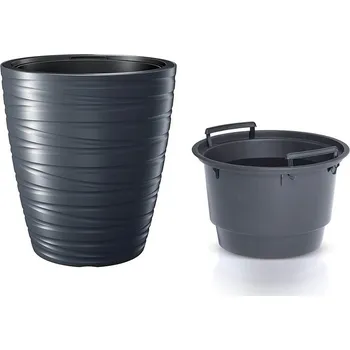 Květináč Prosperplast Květináč MAZE s vkladem 29,6 cm - barva: antracit