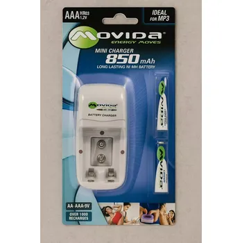 Článková baterie Movida Energy Moves Nabíječka NiMH pro AA/AAA/9V + 2× AAA 850 mAh