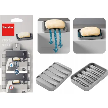 Volně stojící Mýdlenka mýdlo Metaltex Gravity-soap, šedý plast