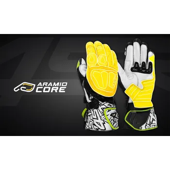 Moto rukavice Rukavice 4SR RR Aramid Core White fluo žlutá-černá-bílá XL