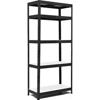 regál Policový regál Trestles RH 1800x1000x300, nosnost 1750 kg, 5 polic bílých Barva: černá