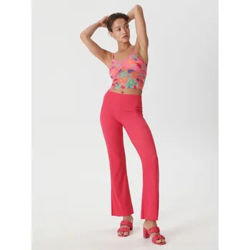 Dámské tričko Sinsay - Květinový crop top - růžová - 8876J-30X - 8876J-30X-XS