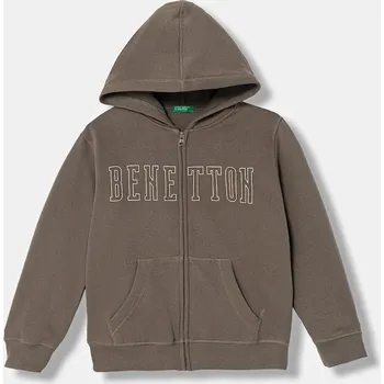 Chlapecká mikina Dětská mikina United Colors of Benetton hnědá barva, s kapucí, s potiskem, 3EB5C505L 3EB5C505L.G.Seasonal 84X, vel. 160