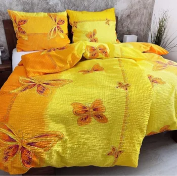Povlečení Krepové povlečení Motýl žlutý Zapínání: knoflík, Velikost polštáře: 50x70, Velikost přikrývky: 140x200