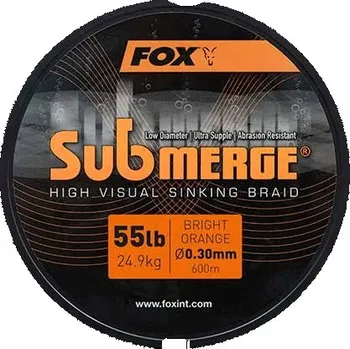 Potápivá pletená šňůra Submerge Orange Sinking Šňůra 0,30 mm 600 m Fox