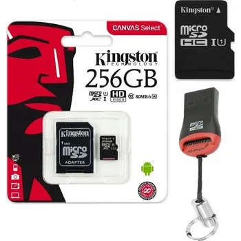 Paměťová karta PAMĚŤOVÁ KARTA MICRO SD KINGSTON 256GB + ČTEČKA