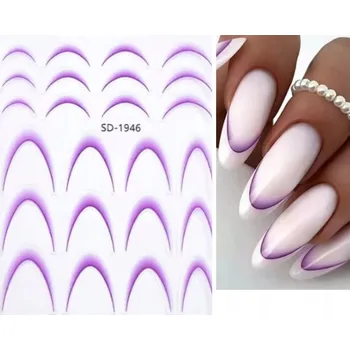 samolepka Samolepky na nehty Fialové Proužky pro francouzskou manikúru ozdoby S176