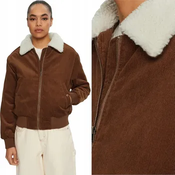 Dámská softshellová bunda Wrangler AVIATOR JACKET Zateplená dámská manšestrová bunda pilotka s kožíškem M