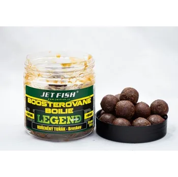 Boilies Boosterované Boilie Jet Fish Legend Range Kořeněný tuňák - Broskev 250ml - 24 mm