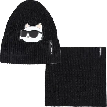 Čepice Dětská bavlněná čepice a šála Karl Lagerfeld černá barva, Z31010 Z31010.50.56 99X, vel. 54/56