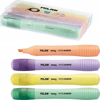 Zvýrazňovač ZVÝRAZŇOVAČ PASTEL MILAN SWAY SADA 4 KS + POUZDRO