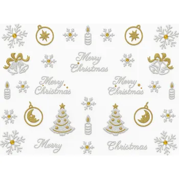 Samolepky na nehty Vánoce - stříbrno-zlaté YJ058