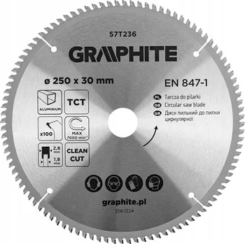 Pilový kotouč Kotouč na pilu, vidiový, 250 x 30 mm, 100 zubů, na hliník, GRAPHITE