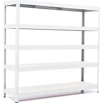 regál Policový regál Trestles RH 1500x1400x300, nosnost 1500 kg, 5 polic bílých Barva: bílá