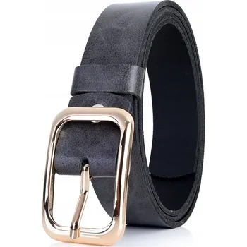 Opasek Dámský KOŽENÝ Pásek 3 cm se ZLATOU přezkou Šedý