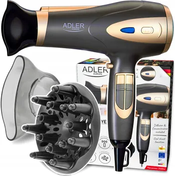 Fén Fén na vlasy Adler s Difuzérem, Ionizací, Multifunkční, Studený Vzduch