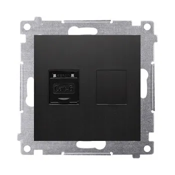 Elektrická zásuvka Počítačová zásuvka RJ45 kategorie 6 Simon 54 černá matná D61.01/49