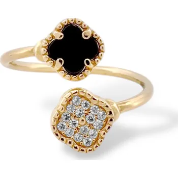 Prsten Leru Zlatý prsten se zirkony a Onyxem