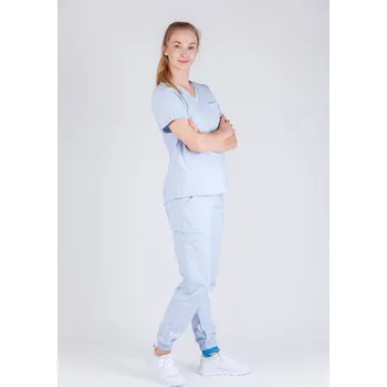 Dámská halenka Scrubsheep Lékařský komplet dámský - zdravotnická halenka a kalhoty - Baby Blue XS