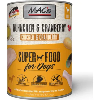 Krmivo pro psa 12x800g MAC's Adult - kuřecí a brusinky