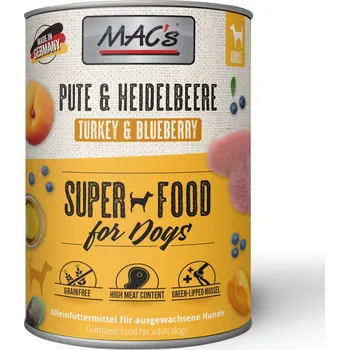 Krmivo pro psa 24x800g MAC's Adult - krůtí a borůvky
