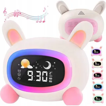 Budík BUDÍK S LAMPICKOU PRO DĚTI KRÁLÍK 3 ÚROVNĚ JASU 2 ALARMY DÁREK