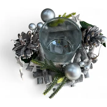 Vánoční dekorace Lux Decorations svícen 16x9 cm stříbrná