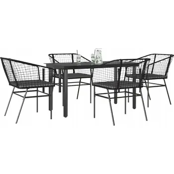 Zahradní sestava Sada zahradního nábytku z umělého ratanu VidaXL šedá 5 ks