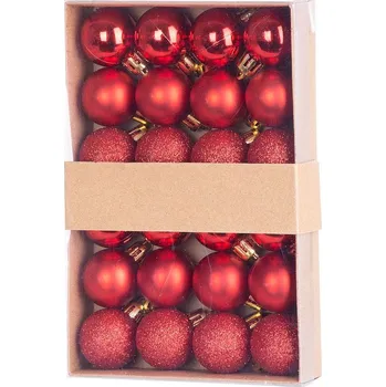 Vánoční ozdoba Baňky MagicHome červené, 3cm, 24ks