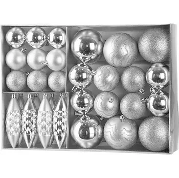 Vánoční ozdoba Baňky MagicHome sada stříbrná, 31ks