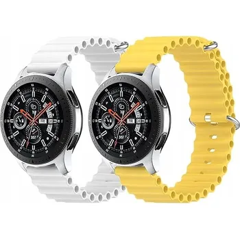 Příslušenství k chytrým hodinkám 2x ŘEMÍNEK NA HODINKY ŽLUTÝ BÍLÝ SILIKON Samsung Galaxy Watch 3 45mm 22mm