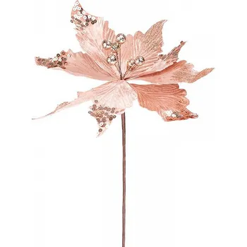 Vánoční dekorace Květ Poinsettia MagicHome měděný, 31cm
