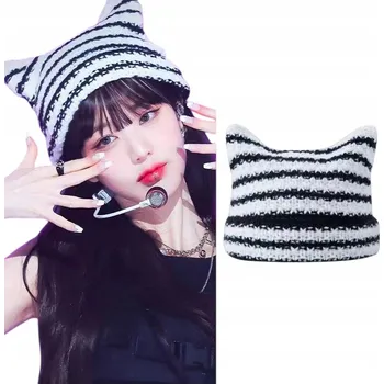 Čepice Dámská háčkovaná čepice pletená - módní pokrývka hlavy, černá