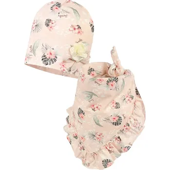 Kojenecká čepice Dětská souprava Jamiks NAVYA NAVYA.Komplet.JWH024.G růžová 03A, vel. 42