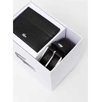 Obal na doklad Pouzdro na karty a kožený pásek Lacoste černá barva, RC4092 99X, vel. 90