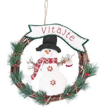Věnec Dekorace MagicHome věnec sněhulák, 37cm