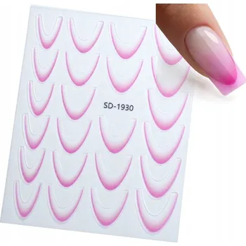 samolepka Samolepky na nehty Růžové proužky pro francouzské ozdoby S171