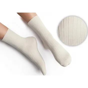 Dámské ponožky Ponožky DĚTSKÉ z MERINO VLNY BEZ GUMIČKY steven 130 bílé 26-28