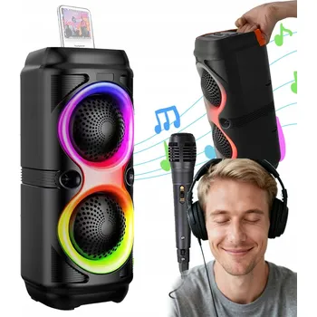 GŁOŚNIK BLUETOOTH 5.0 RGB PŘENOSNÝ 200W SUBWOOFER KARAOKE MIKROFON TWS