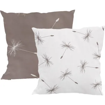 Povlak na dekorativní polštářek XPOSE® Bavlněný povlak na polštář DANDELIA DUO - hnědý/bílý 40x40 cm 2ks, Bavlna + Prodloužená možnost vrácení zboží do 50 dnů