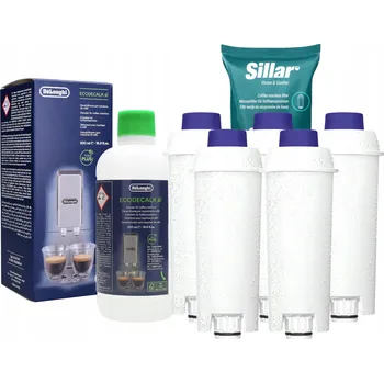 Příprava kávy Odvápňovač Delonghi DLSC500 500ml + 5x filtr Sillar pro kávovary Delonghi