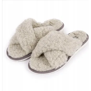 Dámské pantofle Dámské Pantofle z měkké přírodní vlny, elegantní Sandále 39