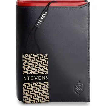 Peněženka Pánská kožená peněženka s rozkládacím panelem STEVENS PREMIUM RFID Černá Q3