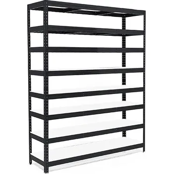 regál Policový regál Trestles RH 2200x1200x450, nosnost 2000 kg, 8 polic bílých Barva: černá